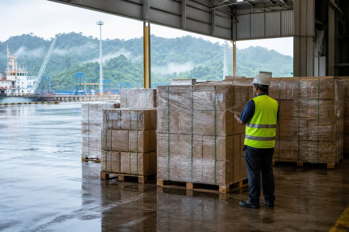 Barang berbalut dilindungi di ruang berbumbung terminal Sarawak