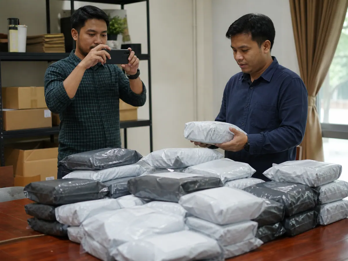 Bungkusan siap diambil gambar untuk rekod kargo